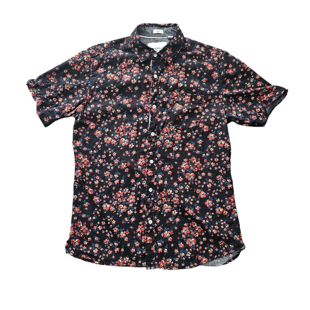 PaperDenim&Cloth Black Floral Cotton Button Down Dress Shirt